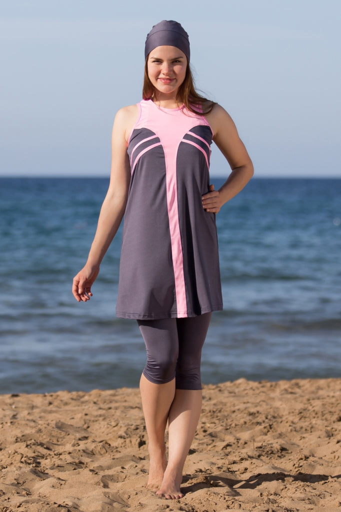 Adabkini Eylul, modest top and legging, 3-piece semi-covered swimwear –  AdabKini